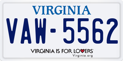 VA license plate VAW5562