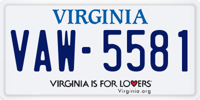 VA license plate VAW5581