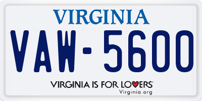 VA license plate VAW5600