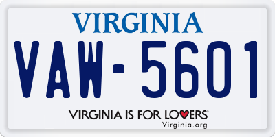 VA license plate VAW5601