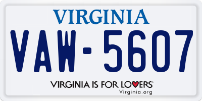 VA license plate VAW5607