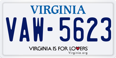 VA license plate VAW5623