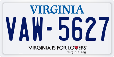 VA license plate VAW5627