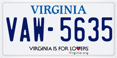 VA license plate VAW5635