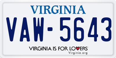 VA license plate VAW5643