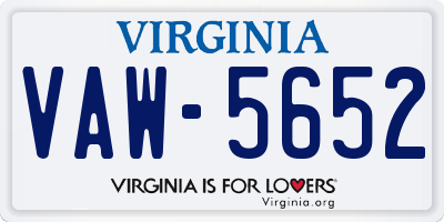 VA license plate VAW5652
