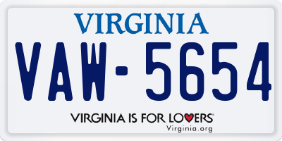 VA license plate VAW5654