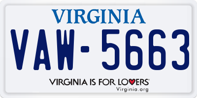 VA license plate VAW5663