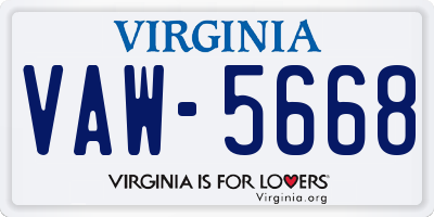 VA license plate VAW5668