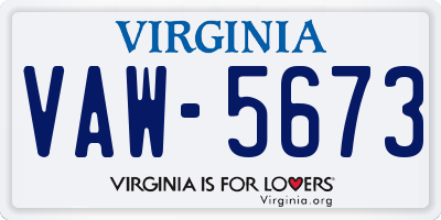 VA license plate VAW5673