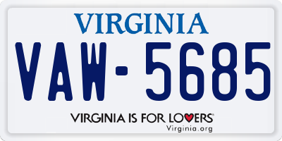 VA license plate VAW5685