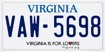 VA license plate VAW5698