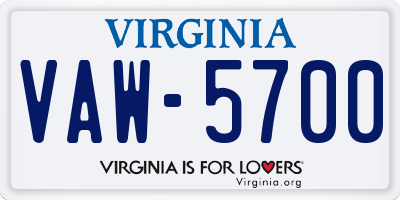 VA license plate VAW5700