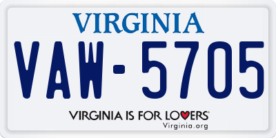 VA license plate VAW5705