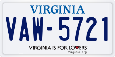 VA license plate VAW5721