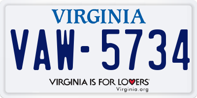 VA license plate VAW5734