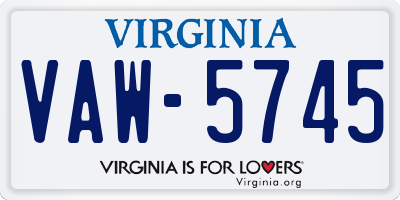 VA license plate VAW5745