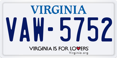 VA license plate VAW5752