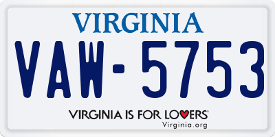 VA license plate VAW5753
