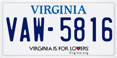 VA license plate VAW5816