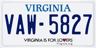 VA license plate VAW5827
