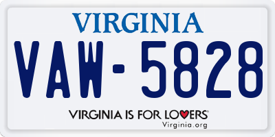 VA license plate VAW5828