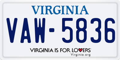 VA license plate VAW5836