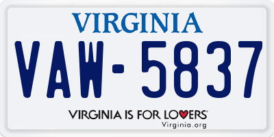 VA license plate VAW5837