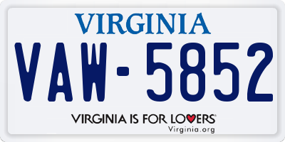 VA license plate VAW5852