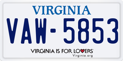 VA license plate VAW5853