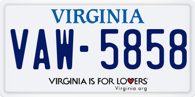 VA license plate VAW5858