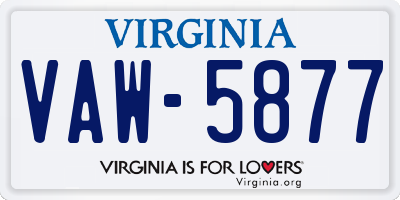 VA license plate VAW5877