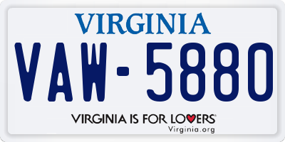 VA license plate VAW5880