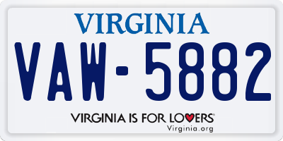 VA license plate VAW5882