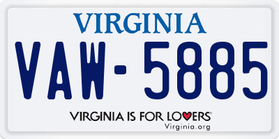 VA license plate VAW5885