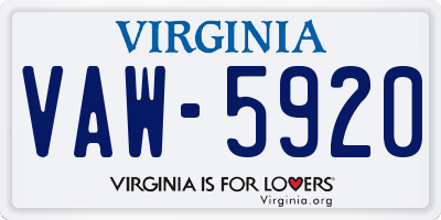 VA license plate VAW5920