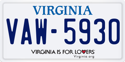 VA license plate VAW5930
