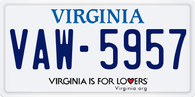 VA license plate VAW5957