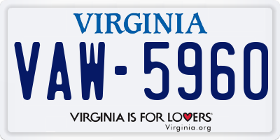 VA license plate VAW5960