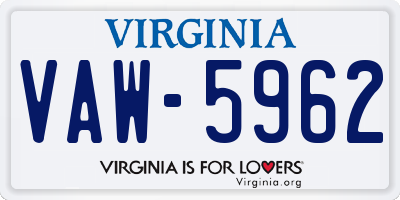 VA license plate VAW5962