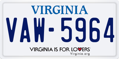 VA license plate VAW5964