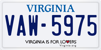VA license plate VAW5975