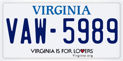 VA license plate VAW5989