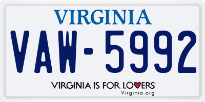 VA license plate VAW5992