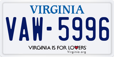 VA license plate VAW5996