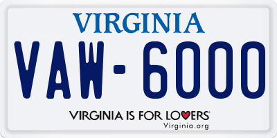 VA license plate VAW6000