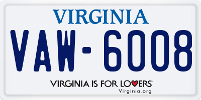 VA license plate VAW6008