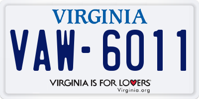 VA license plate VAW6011