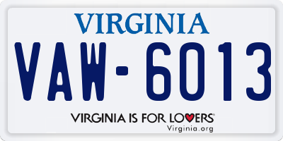 VA license plate VAW6013