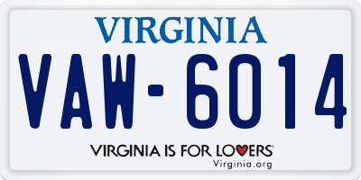 VA license plate VAW6014
